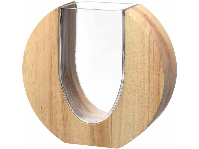 Leonardo Vase Legno 19 cm, Braun/Transparent
