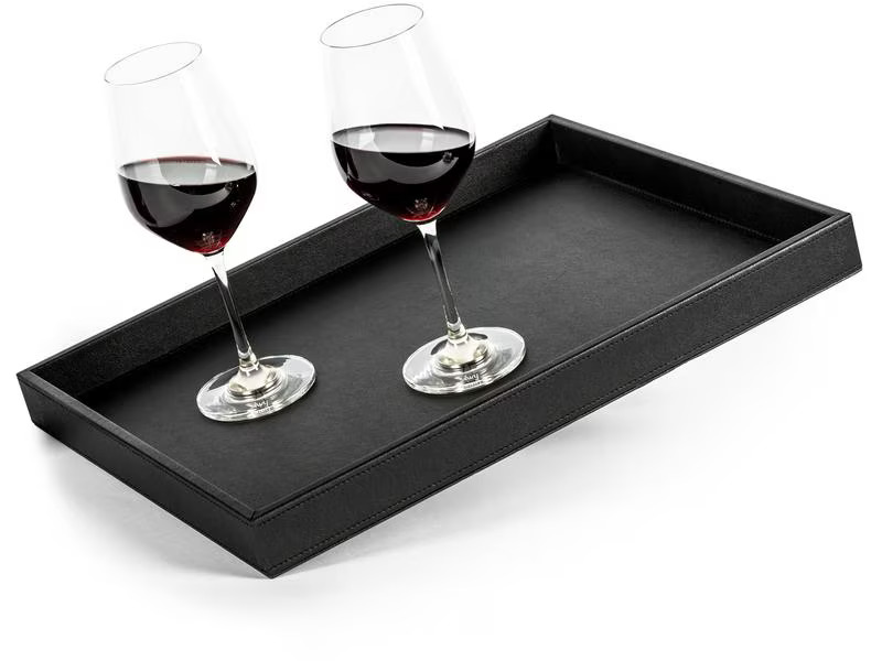 Silwy Metall-Tablett im Leder-Look Schwarz
