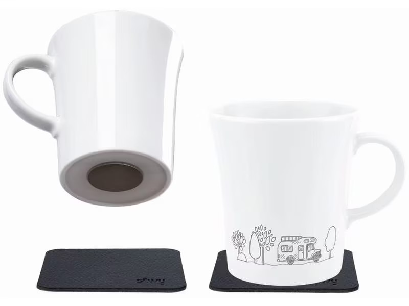Silwy Porzellan Magnet-Henkel-Tassen Set Camping