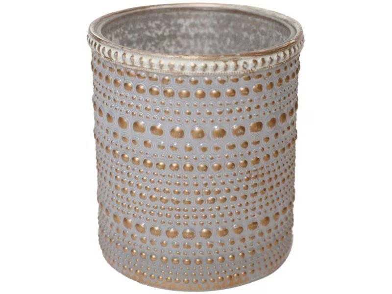 CHALET Windlicht Lingan 12 cm, Glas, Weiss