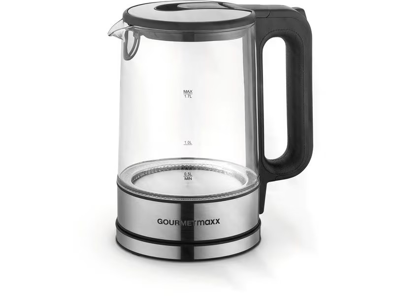 GOURMETmaxx Wasserkocher 1.7 l, Silber/Transparent