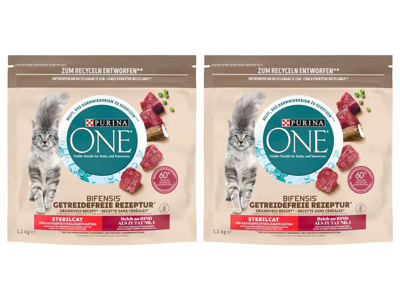 Purina ONE Trockenfutter Grain Free Adult Rind, 2 x 1.1 kg