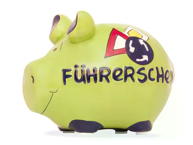 G. Wurm Spardose Führerschwein Gelb