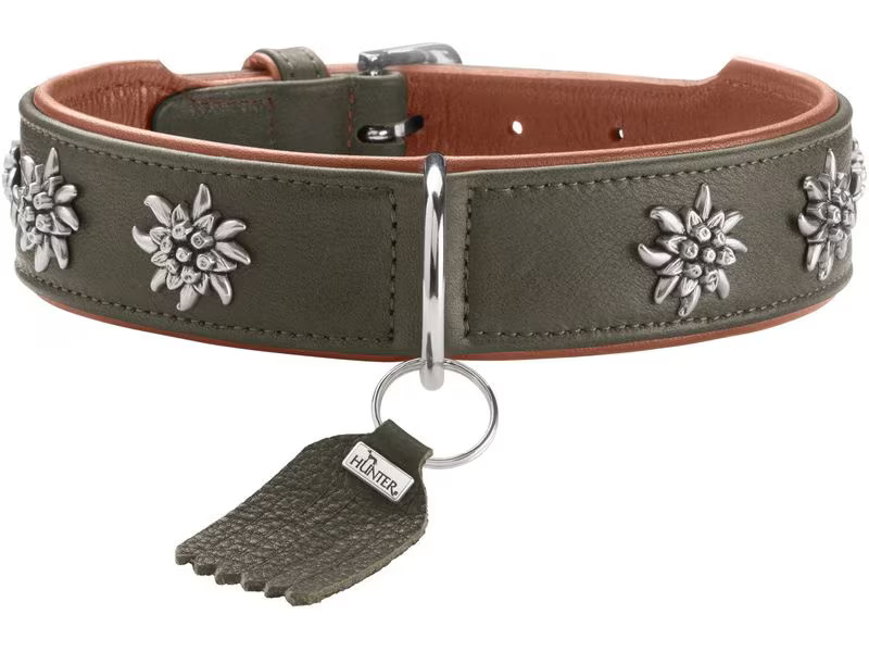 Hunter Halsband München 50/S-M, Rindsleder, Grün/Cognac
