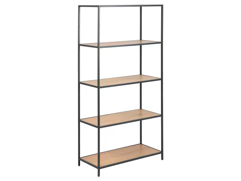 AC Design Regal Seaford 77 x 35 x 150 cm, Eiche/Schwarz matt