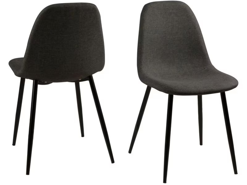 AC Design Stuhl Wilma 4 Stück, Dunkelgrau/Schwarz