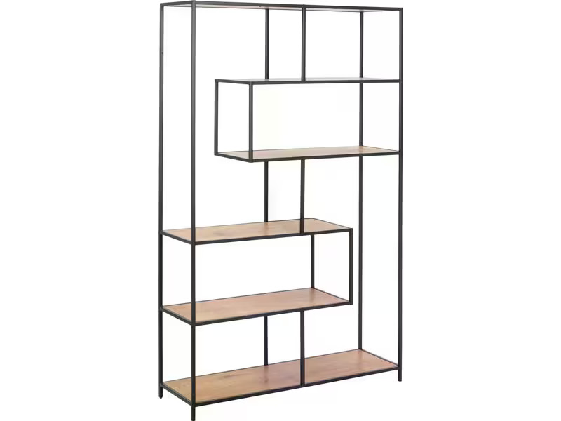 AC Design Regal Seaford 114 x 35 x 185 cm, Eiche/Schwarz