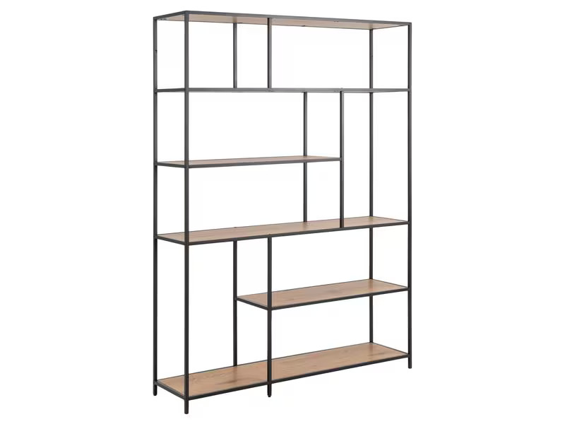 AC Design Regal Seaford 135 x 35 x 185 cm, Eiche/Schwarz