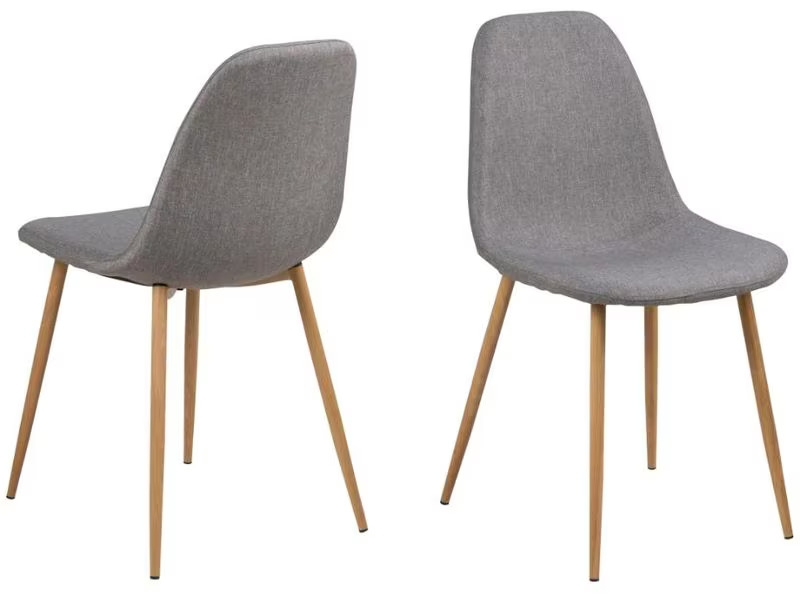AC Design Stuhl Wilma 4 Stück, Hellgrau/Nature