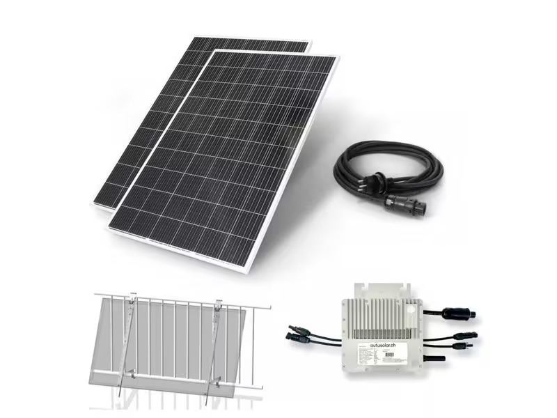 autosolar Solaranlage Balkonkraftwerk 600W, W-Halter