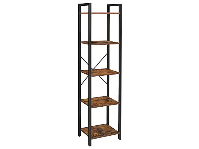 VASAGLE Regal mit 5 Ebenen 40 x 30 x 146 cm, Braun/Schwarz