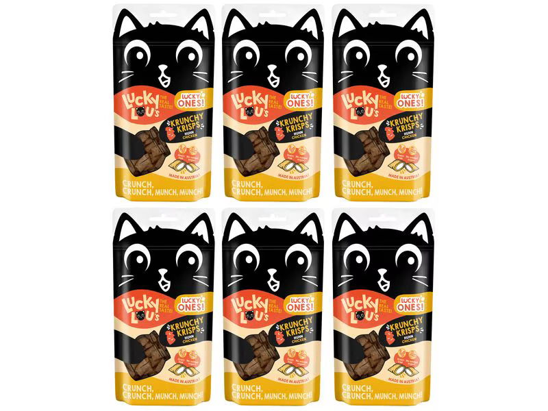 Lucky Lou Katzen-Snack Lucky Ones Krunchy Krisps Huhn, 6 x 60g