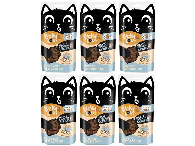 Lucky Lou Katzen-Snack Lucky Ones Krunchy Krisps Milch, 6 x 60g