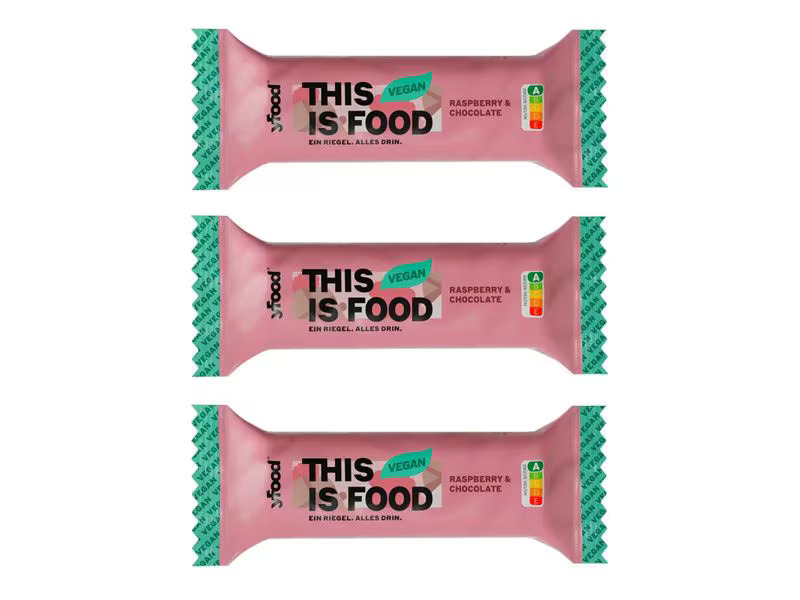 YFOOD Protein Riegel vegan Raspberry &amp; Chocolate 3 x 60 g