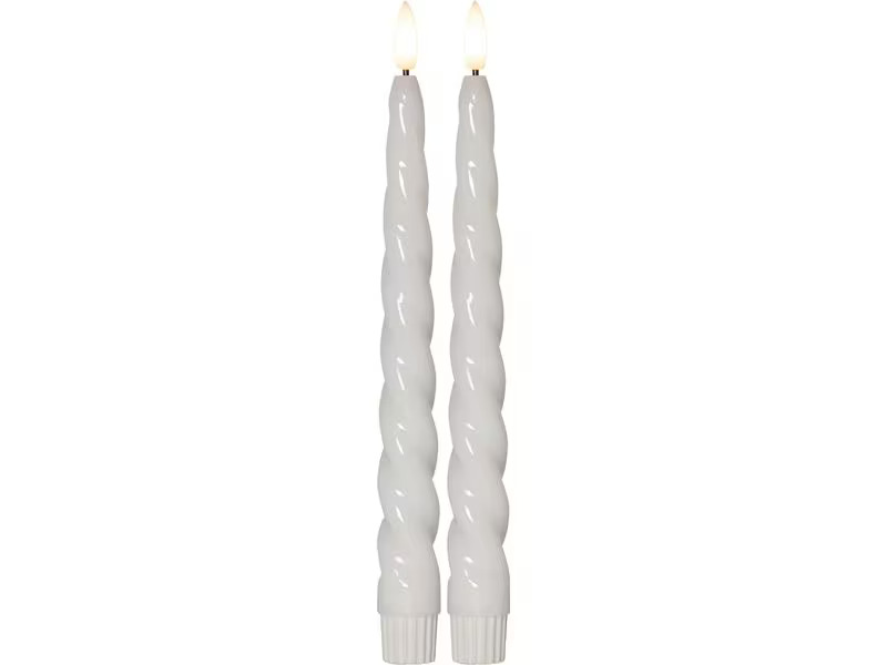 Star Trading LED-Stabkerzen Set Flamme Shine, 24.5 cm, Weiss