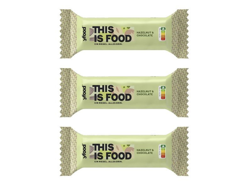 YFOOD Riegel Hazelnut and Chocolate 3 x 60 g