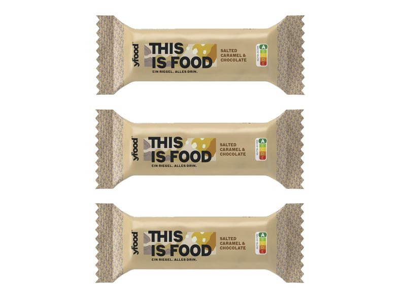 YFOOD Riegel Salted Caramel and Chocolate 3 x 60 g
