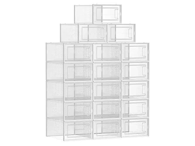 Songmics Schuhorganizer stapelbar 18-er Set, Transparent