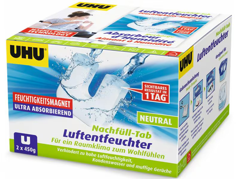 UHU Entfeuchter Ambiance Nachfüll-Tab 450 g, 2 Stück
