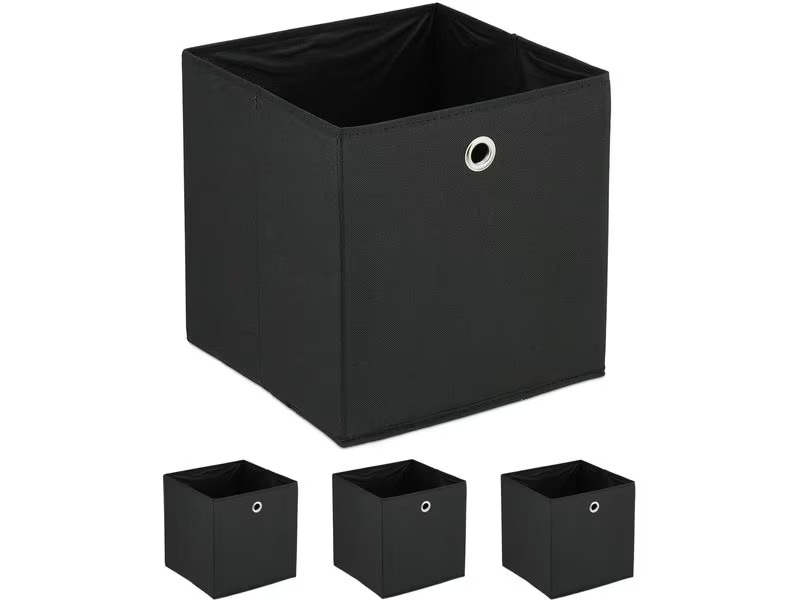 relaxdays Aufbewahrungsbox 4er Set Schwarz