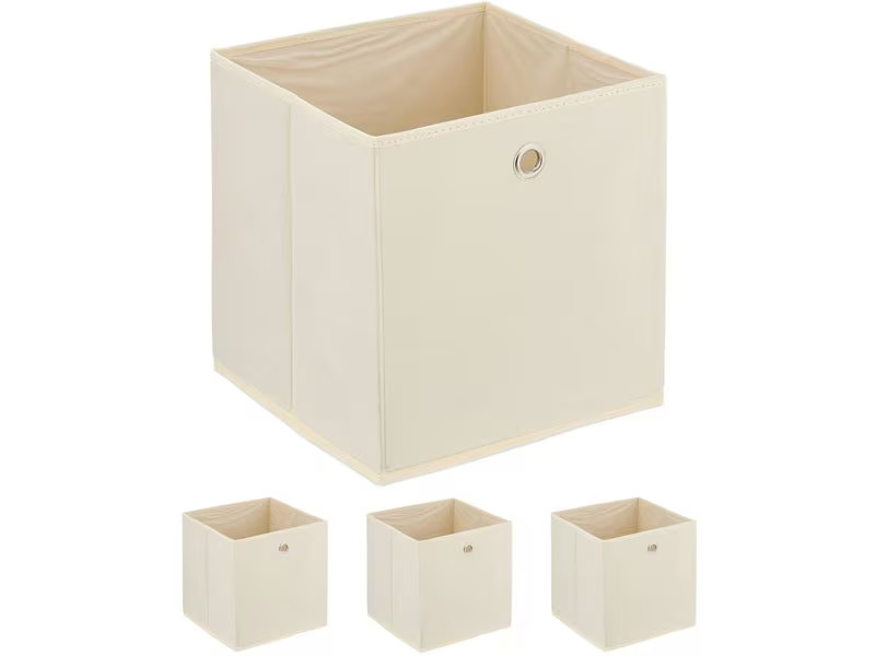 relaxdays Aufbewahrungsbox 4er Set Creme