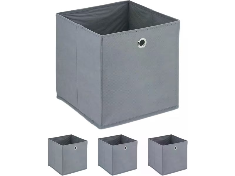 relaxdays Aufbewahrungsbox 4er Set Grau