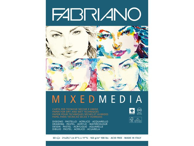 Fabriano Malblock Mixed Media A4, 60 Blatt
