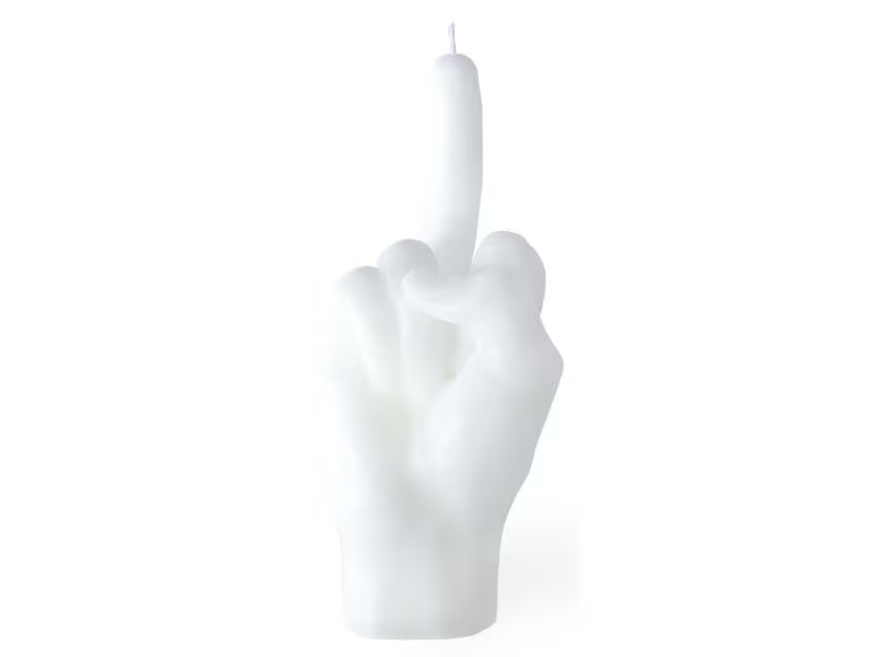 Mandatus Kerze Candle Hand F*ck you, Weiss