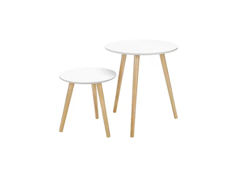 Songmics Beistelltisch 2er Set Weiss/Nature