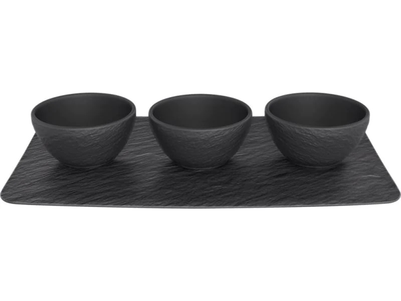 Villeroy &amp; Boch Servierplatte mit Schälchen Manufacture Rock Schwarz