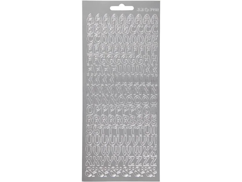 Creativ Company Metallic Sticker 10 cm x 23 cm Buchstaben, Silber, 1 Blatt