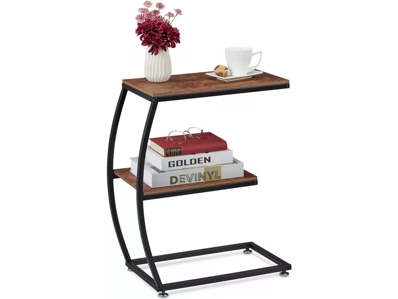 relaxdays Beistelltisch Industrial 47.5 cm x 57.5 cm, Braun/Schwarz