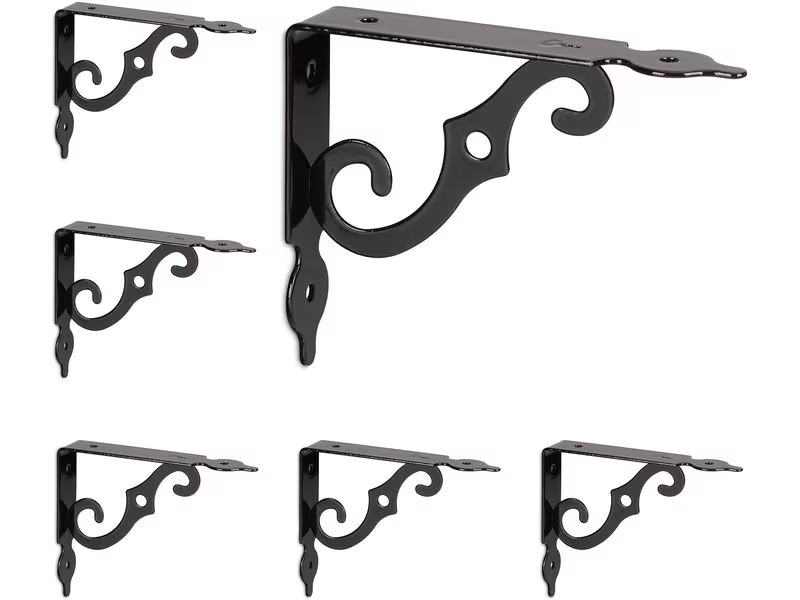 relaxdays Regalträger 6er Set 11 x 14 cm, Schwarz