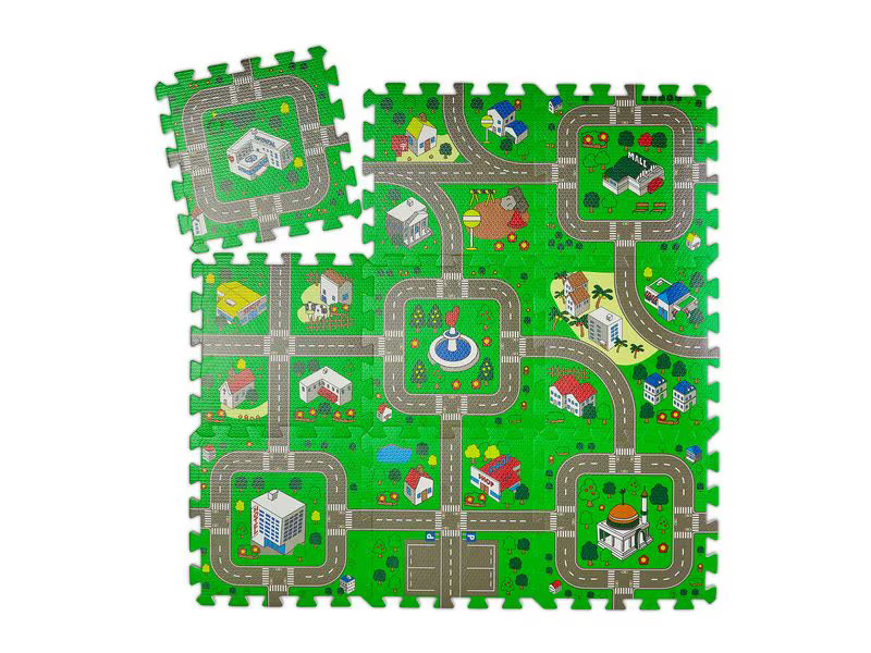 relaxdays Puzzlematte Strasse für Kinder