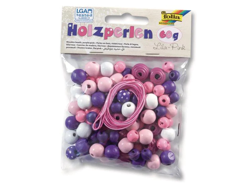 Folia Holzperlen Pink/Violett