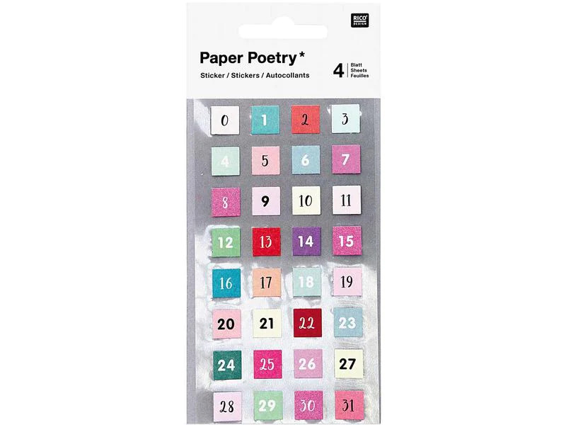 Rico Design Zahlensticker 0-31, 4 Blatt
