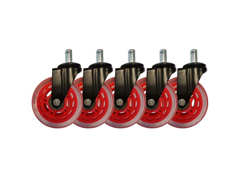 LC-Power Gaming Stuhlrollen 5er Set Rot