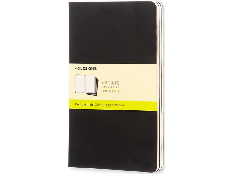 Moleskine Notizbuch A5 Blanko, Schwarz, 3-teilig