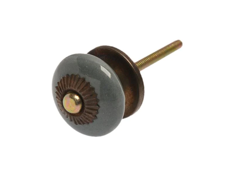 Tranquillo Möbelgriff handgemacht, Ø 3.3 cm, Grau/Messing