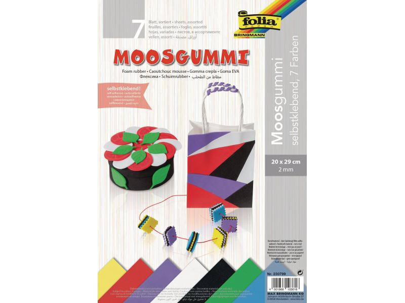Folia Moosgummi-Set 7 Stück, Mehrfarbig