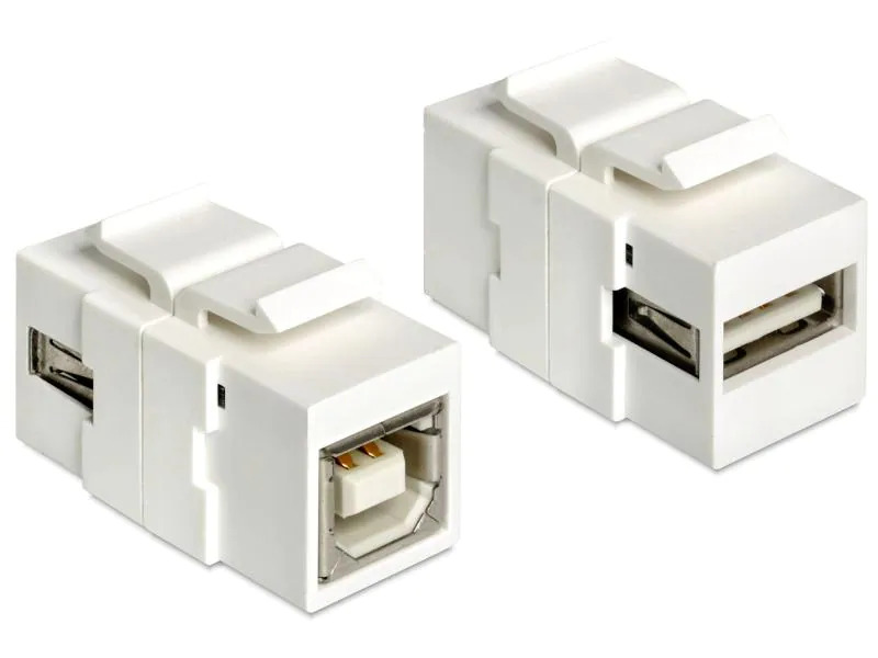 Delock Keystone-Modul USB 2.0, A – B, (f-f) Weiss