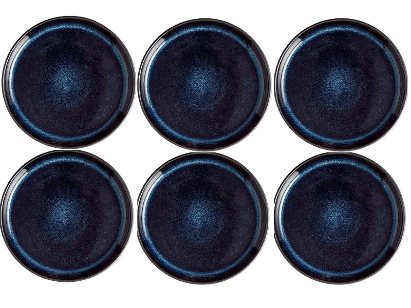 Bitz Frühstücks- &amp; Dessertteller 6 Stück, Schwarz/Dunkelblau
