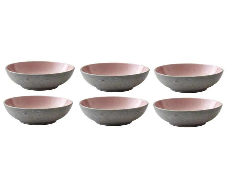 Bitz Suppen- &amp; Pastateller Ø 20 cm, 6 Stück, Grau/Hellpink