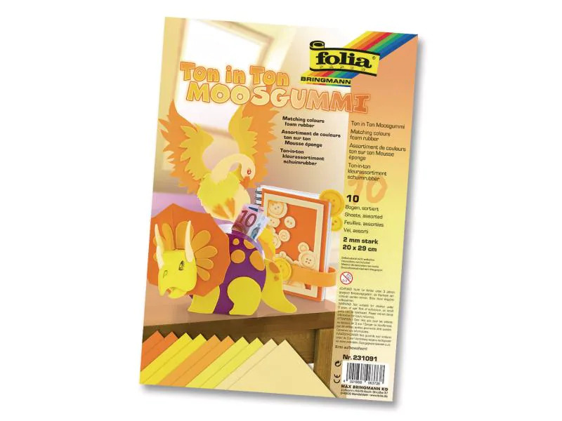Folia Moosgummi-Set Ton in Ton 10 Stück, Gelb