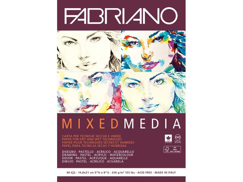 Fabriano Malblock Mixed Media A5, 40 Blatt