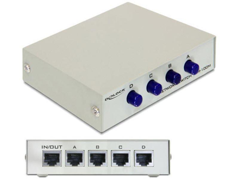 Delock LAN-Switchbox RJ-45 4 Port, 100Mbps