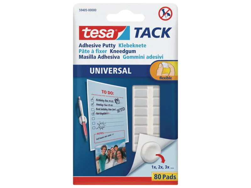 tesa Klebeknete TACK Universal 80 Stück, Weiss
