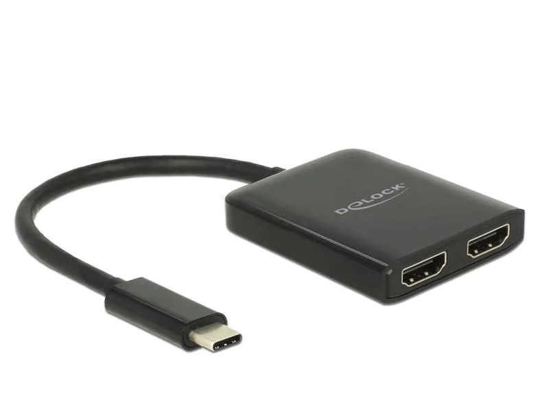 Delock Multiadapter USB-C - 2x HDMI out 4K 30Hz Splitter Schwarz