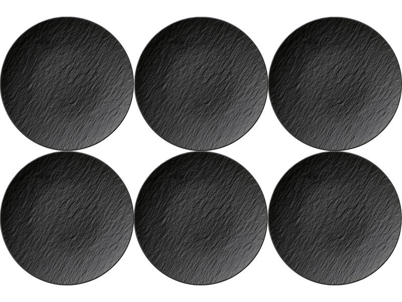 Villeroy &amp; Boch Speiseteller Manufacture Rock Ø 25 cm, 6 Stück, Schwarz