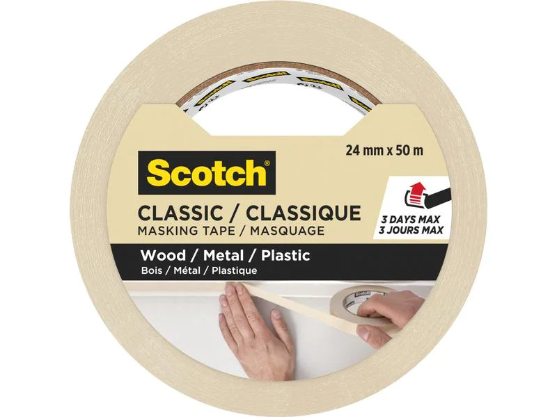 3M Malerabdeckband Scotch Classic 2450 24 mm x 50 m, Beige